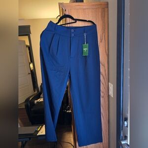 Halara Blue Straight Leg Pants Tailored Pleated